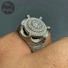 Solid 925 Sterling Silver Iced King Crown Ring