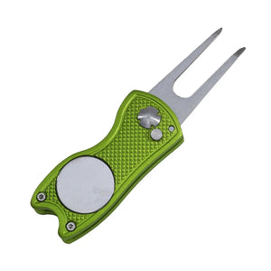 Foldable Golf Divot Repair Tool with Golf Ball Groove Cleaner