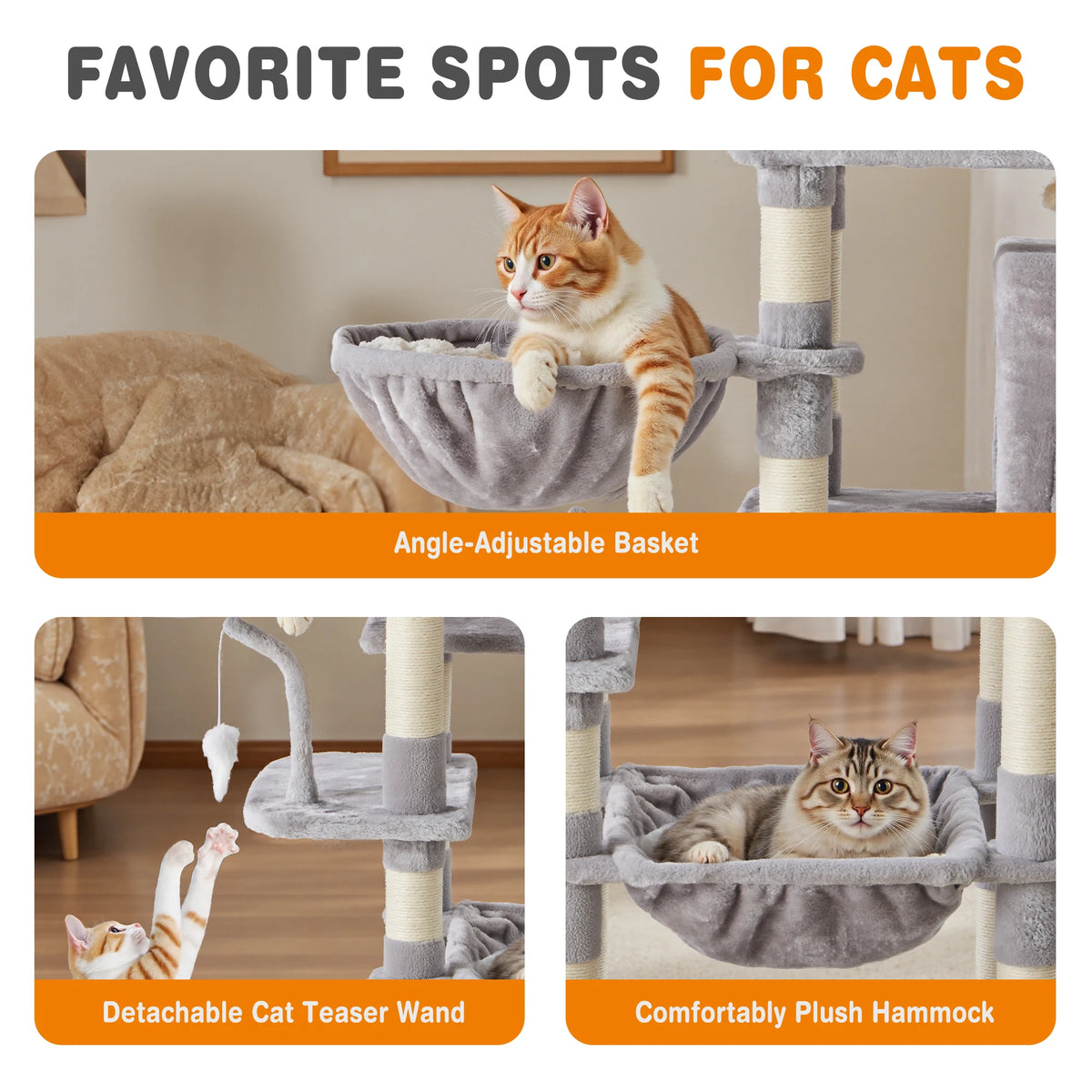 JHK 71-Inch Tall Multi-Cat Climbing Tower & Condo