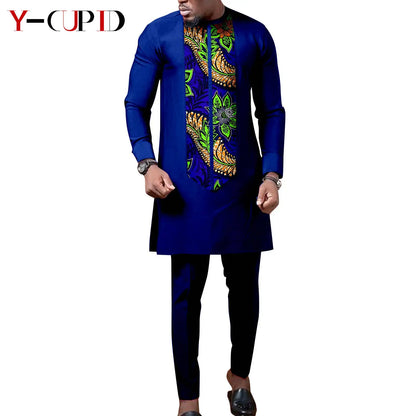 African Print Matching Couple Outfits Men's Dashiki Shirt Set & Women's Dress