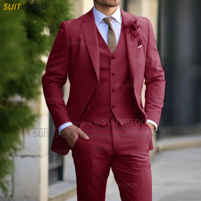 Men’s Elegant Formal 3-Piece Suit Set – Slim Fit Blazer, Vest & Trousers