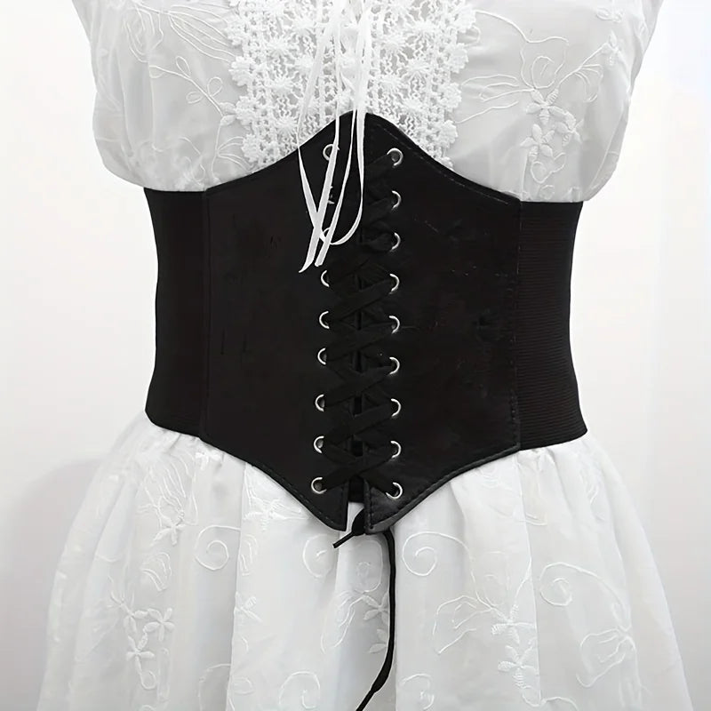Black Wide Faux Leather Slimming Waist Belt