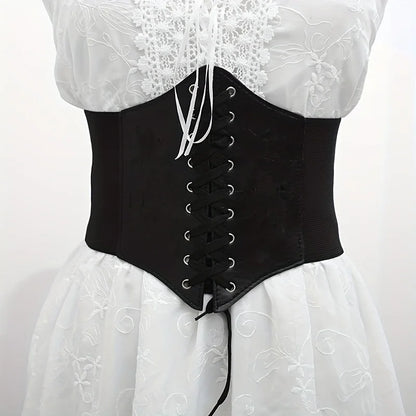 Black Wide Faux Leather Slimming Waist Belt