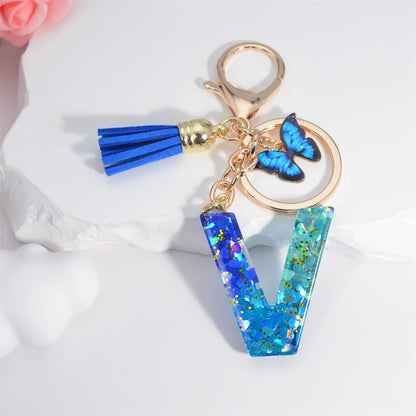 Alphabet Tasseled Keychain