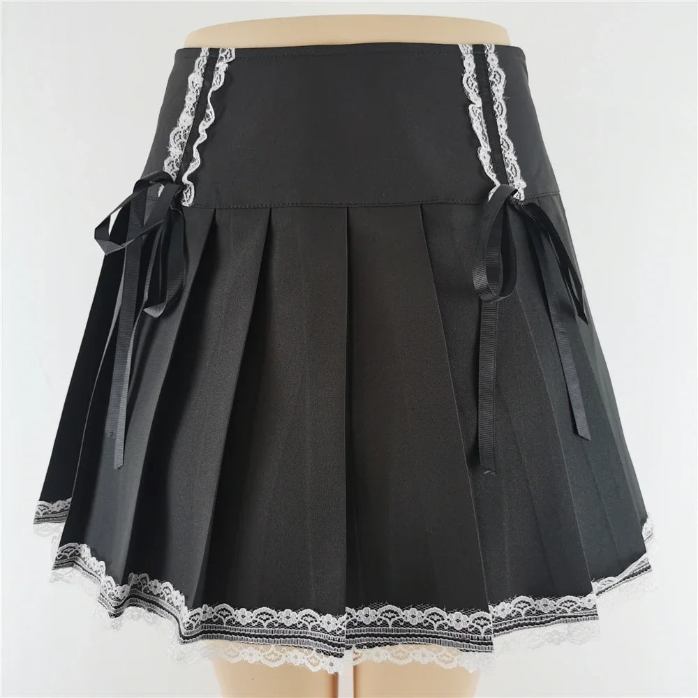 Women's Punk Gothic High-Waisted Bandage Mini Skirt
