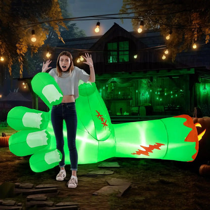 9ft Giant Zombie Arm Inflatable Halloween Outdoor Yard Decoration with LED Lights