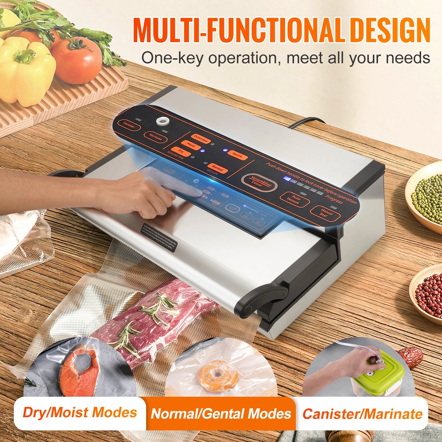 SucceBuy Commercial Vacuum Sealer Machine with Bag Roll Storage Cutter