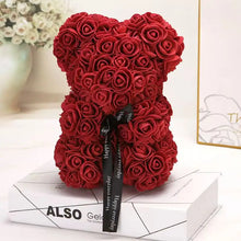 25cm Artificial Teddy Rose Flower Bear with Box