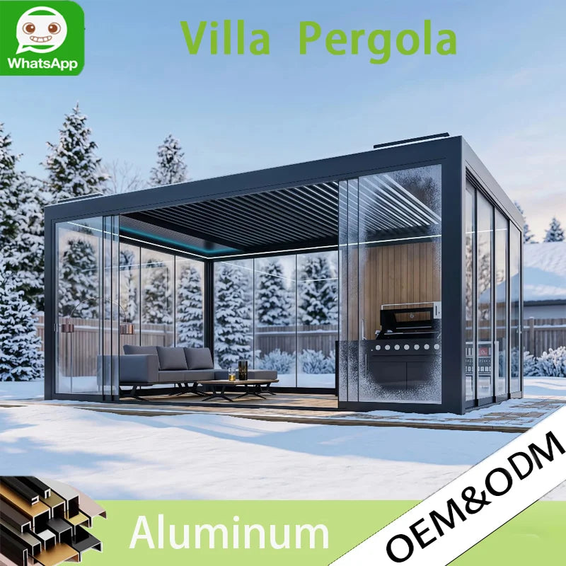 Bioclimatic Metal Outdoor Pergola Gazebo – All-Weather Heavy-Duty Aluminum Pavilion for Patio, Backyard & Fire Pit