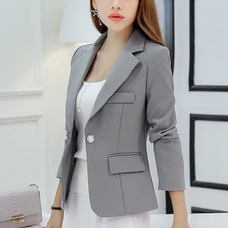 Women's Formal Slim Fit Notched Collar Blazer - Office Work Suit Jacket