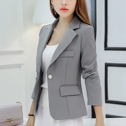 Women's Formal Slim Fit Notched Collar Blazer - Office Work Suit Jacket