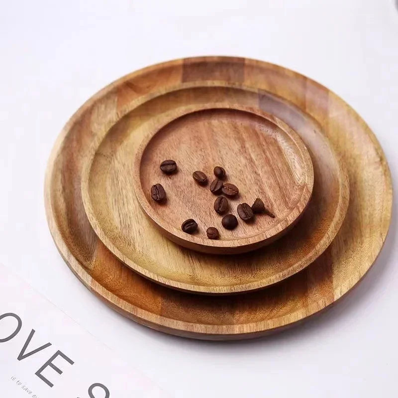Wooden Round Serving Platter Tray
