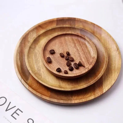Wooden Round Serving Platter Tray