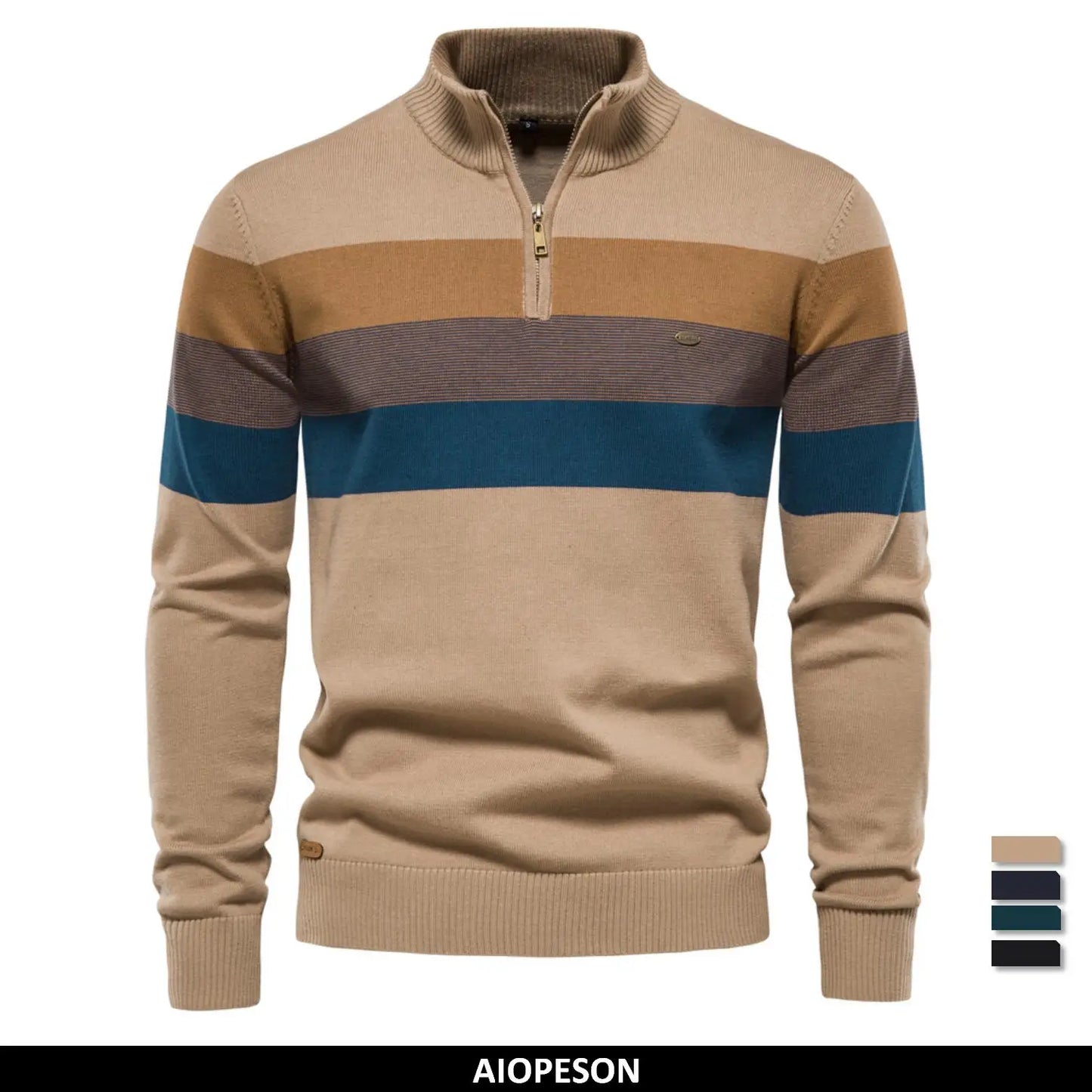 Cotton Mock Neck Stand Collar Sweaters