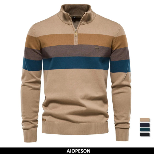 Cotton Mock Neck Stand Collar Sweaters