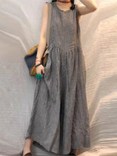 Oversized Plaid Sleeveless Wide Leg Jumpsuit