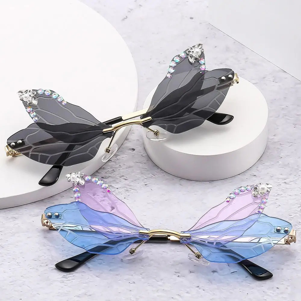 Rimless Dragonfly Wing Sunglasses