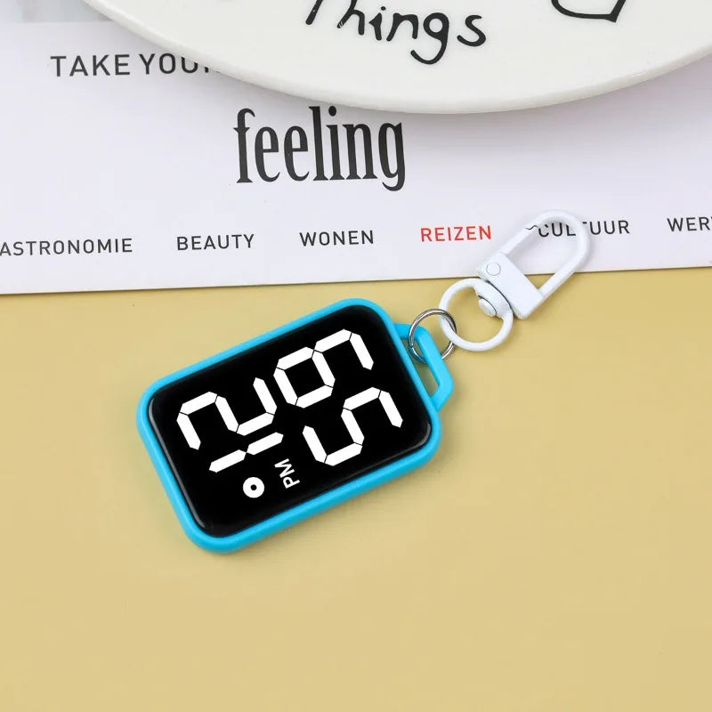 Digital LED Keychain Pocket Watch – Luminous Square Electronic Student Hanging Watch