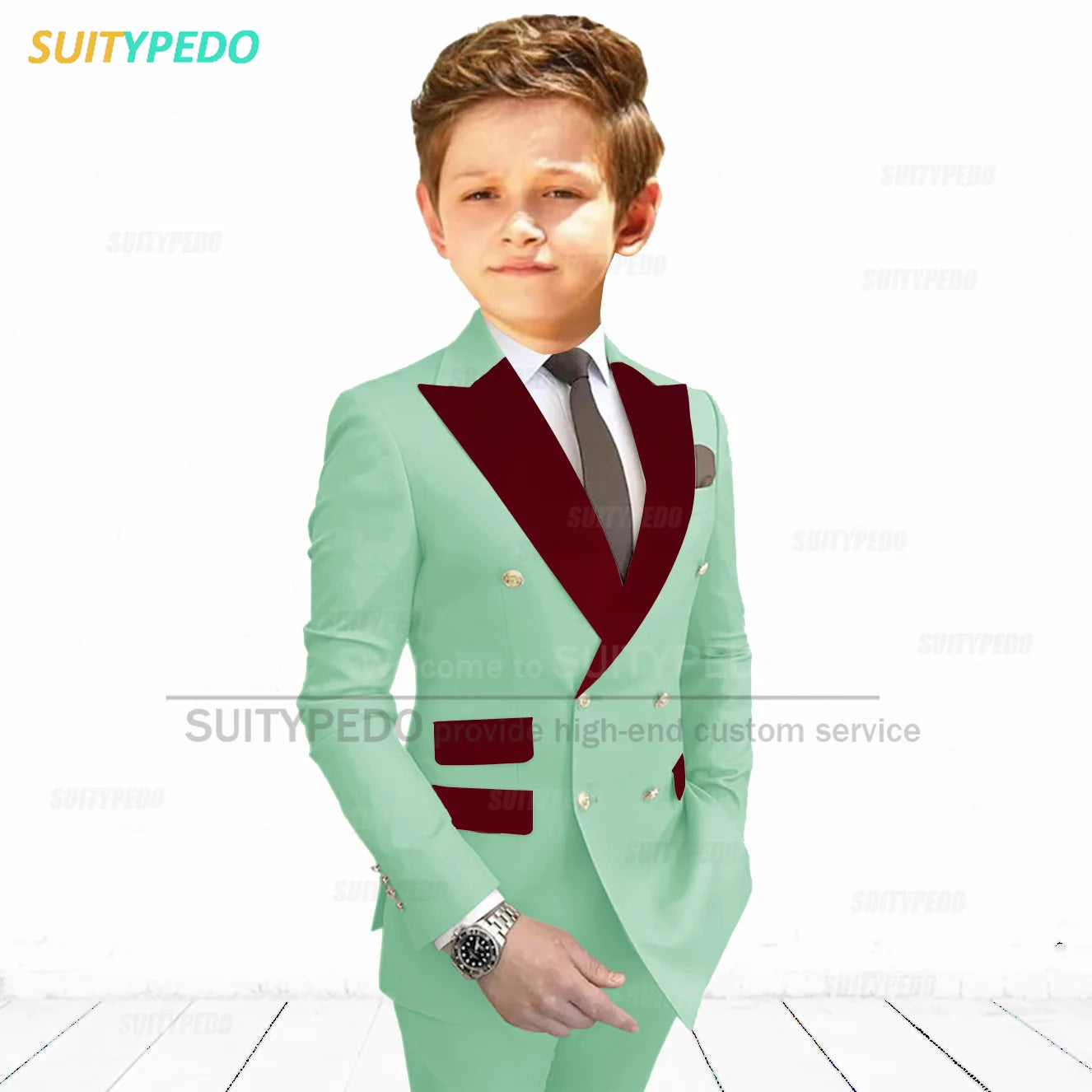 Slim Fit Peaked Lapel Formal Blazer and Pants Two Piece Suit
