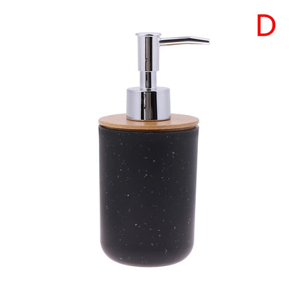 Black Bathroom Toothbrush Holder With Bamboo Cover Lotion Dispenser Soap Box