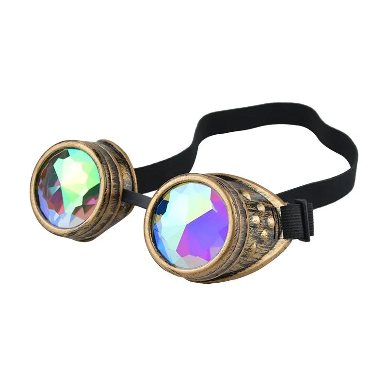 Retro Steampunk Kaleidoscope Goggles - Vintage Cyberpunk Party Glasses