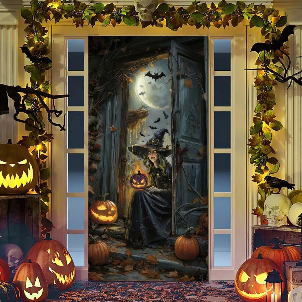 Spooky Ghostly Clown Door Curtain Backdrop