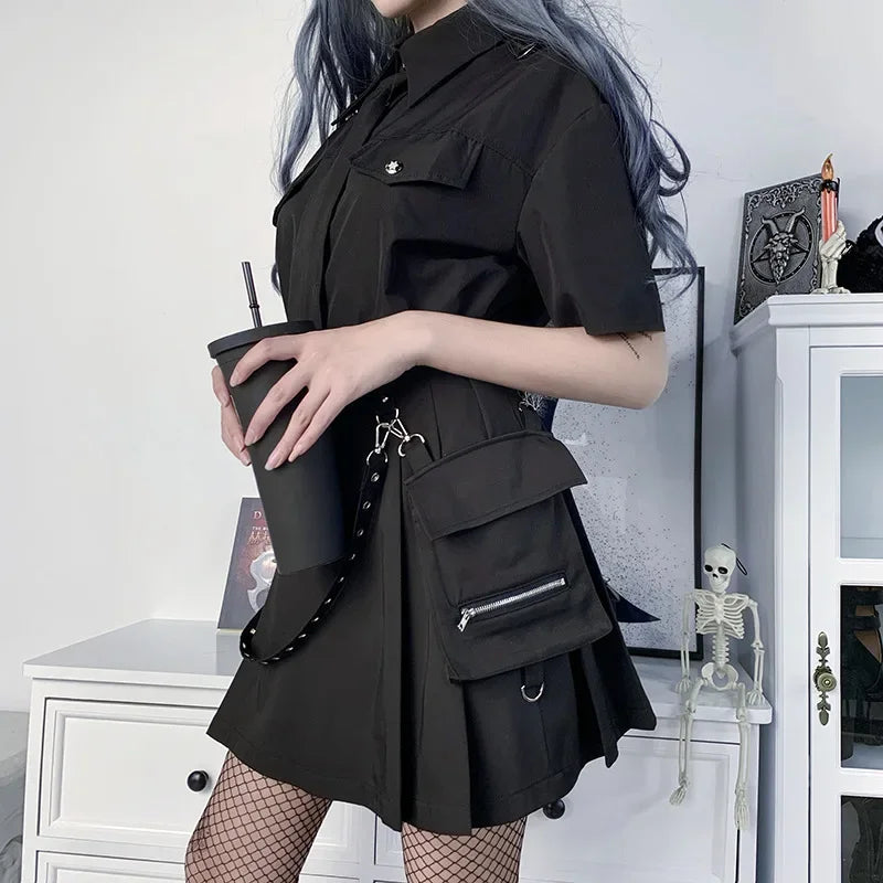 Women's Punk Gothic High-Waisted Bandage Mini Skirt