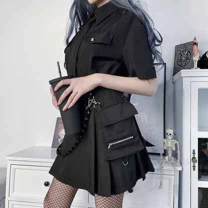 Women's Punk Gothic High-Waisted Bandage Mini Skirt
