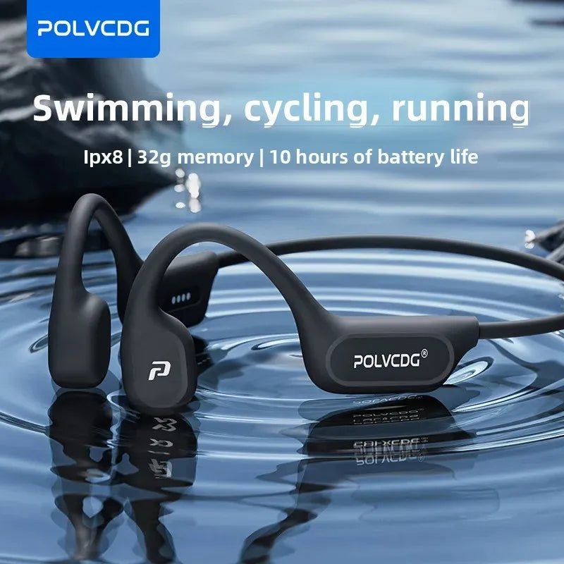 POLVCDG X9 Bone Conduction Earphones 32G IPX8 Waterproof Open Design