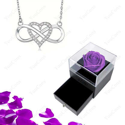 Luxury Heart Pendant Necklace with Rose Gift Box