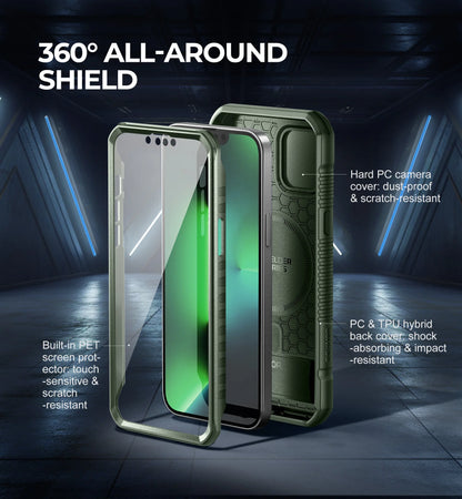 Heavy-Duty Rugged Armor Case with Kickstand & Camera Cover for iPhone