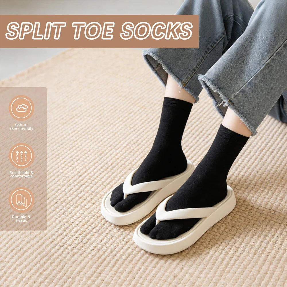 Women's Japanese Split-Toe Tabi Crew Socks