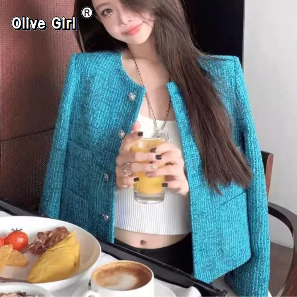 Women's Elegant Sequined Single-Breasted Crop Jacket Coat