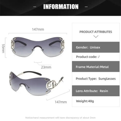 KLASSNUM Rimless Stylish Gradient Lens Metal Frame Eyewear