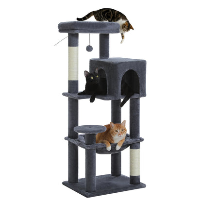 PEQULTI 5-Level Cat Tree Tower (113 cm) with Sisal Scratching Posts, Condo & Hammock
