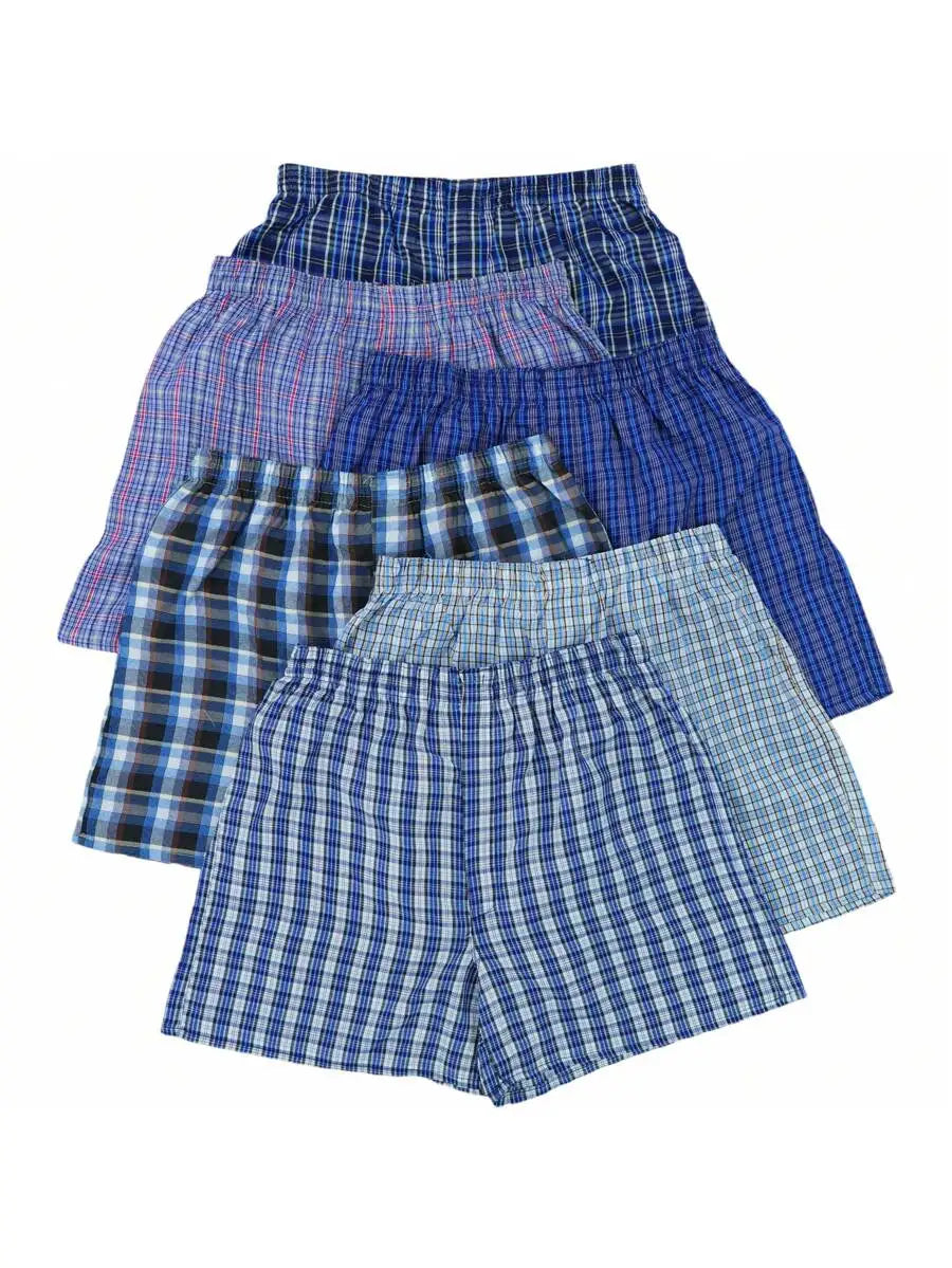 Men's Classic Plaid Woven Cotton Boxer Shorts (6 pack)