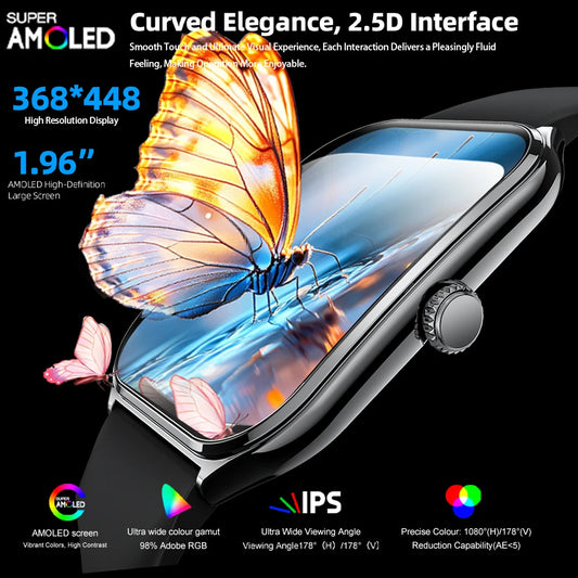 1.96" Ultra-thin Bluetooth Call Health Monitor Smartwatch
