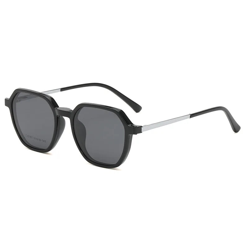 Magnetic Clip-On Polarized Sunglasses & Optical Eyeglass Frame Set