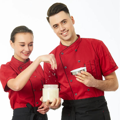 Short Sleeve Breathable Double Breasted Chef Jacket
