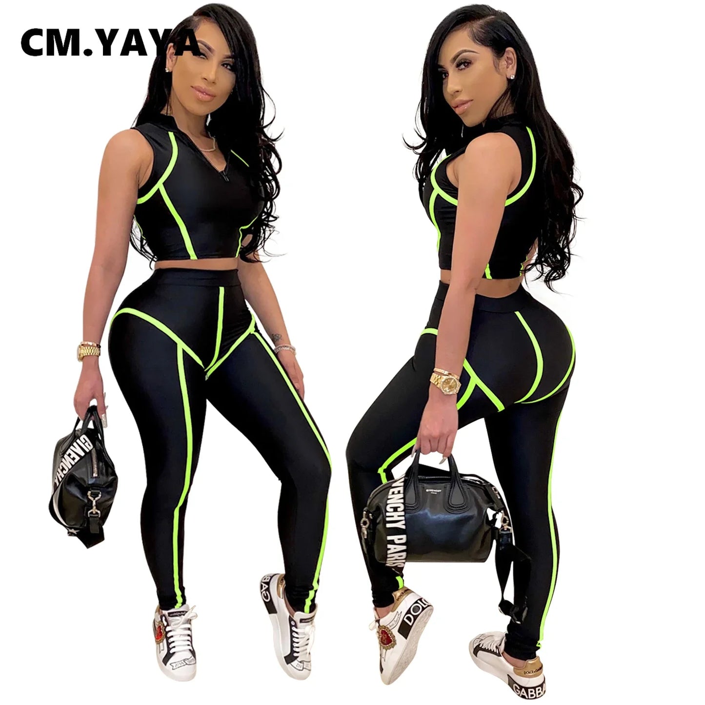 Slim Sleeveless Skinny Crop Tops + Pants Set