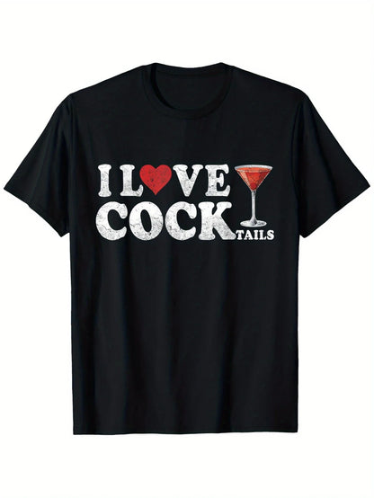 Funny "I Love Cocktails" Pattern T-shirt