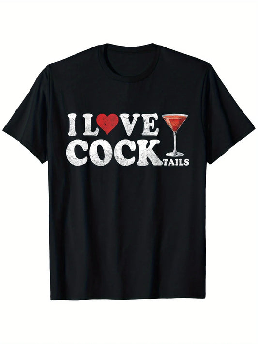 Funny "I Love Cocktails" Pattern T-shirt