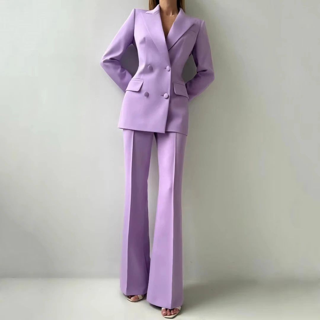 Women's Elegant 2-Piece Double-Breasted Suit Set