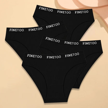 FINETOO 4Pcs Cotton Breathable Panties