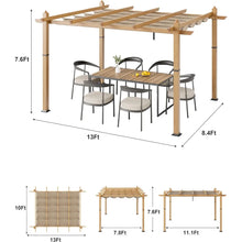 10x13Ft Pergola with Retractable Canopy