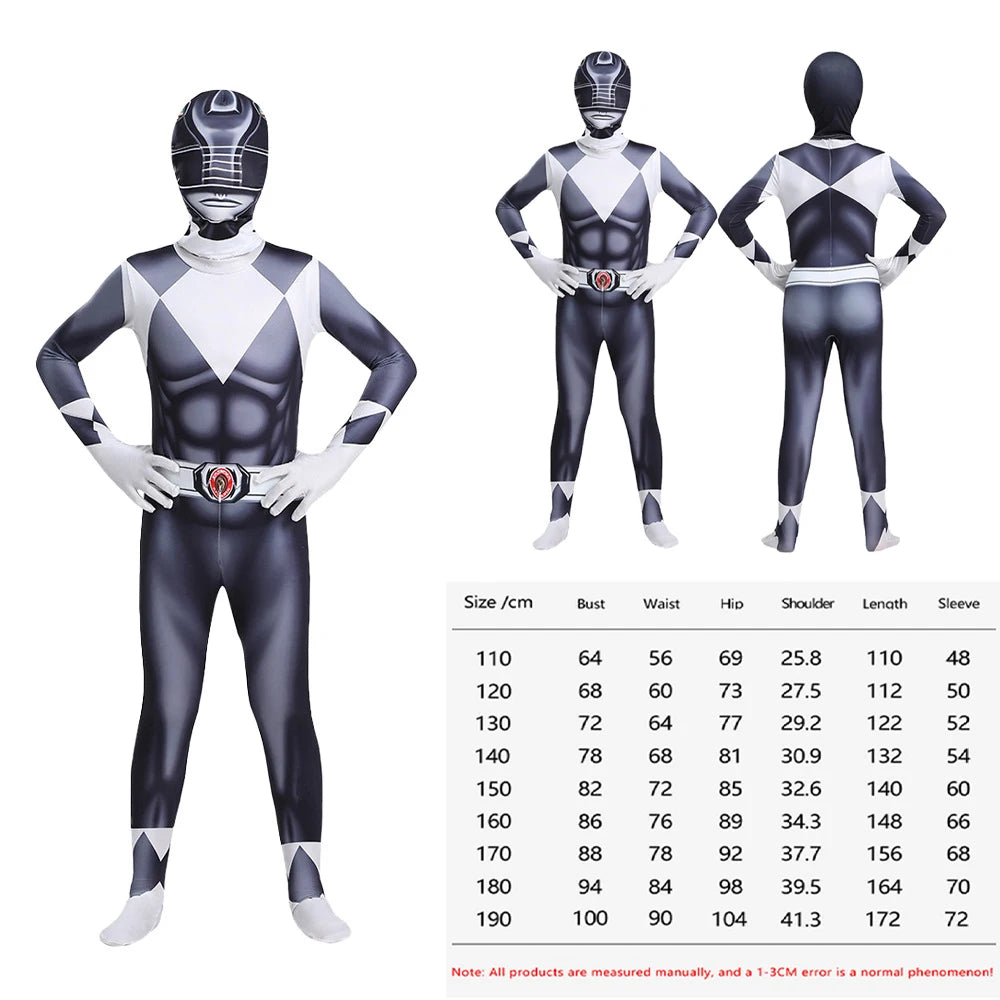 Unisex Power Rangers Superhero Cosplay Costume – Full Body Zentai Jumpsuit & Mask Set