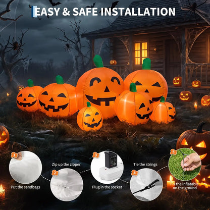7.5FT Halloween Pumpkin Inflatable Outdoor Toy with Built-In LED Lights