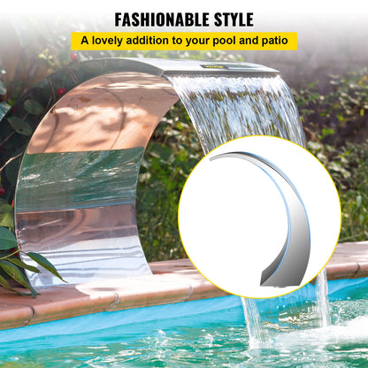 Stainless Steel Waterfall Pool Fountain for Inground & Above Ground Pools