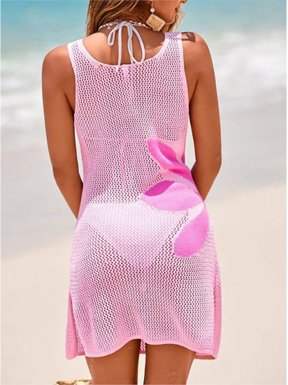 Knit O-Neck Sleeveless Bikini Cover-Ups