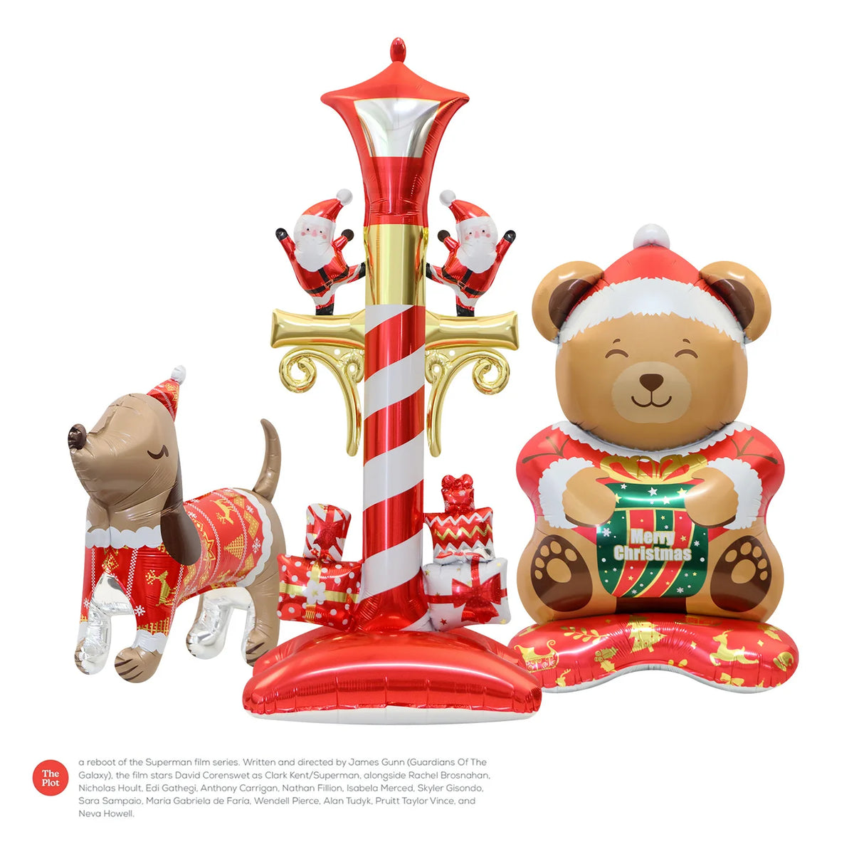 Large Standing 4D Foil Christmas Balloon - Inflatable Holiday Decor with Base